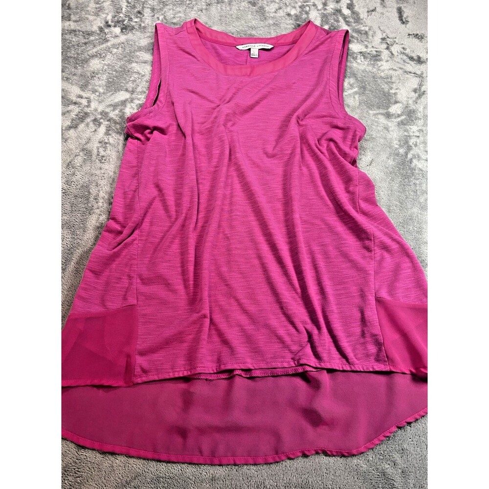 Adrienne Vittadini womens blouse hot pink sheer sleeveless Large summer party